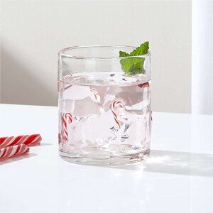 Crate & Barrel Candy Cane 14oz Double Old Fashioned Glass Tumblers-Set of 4